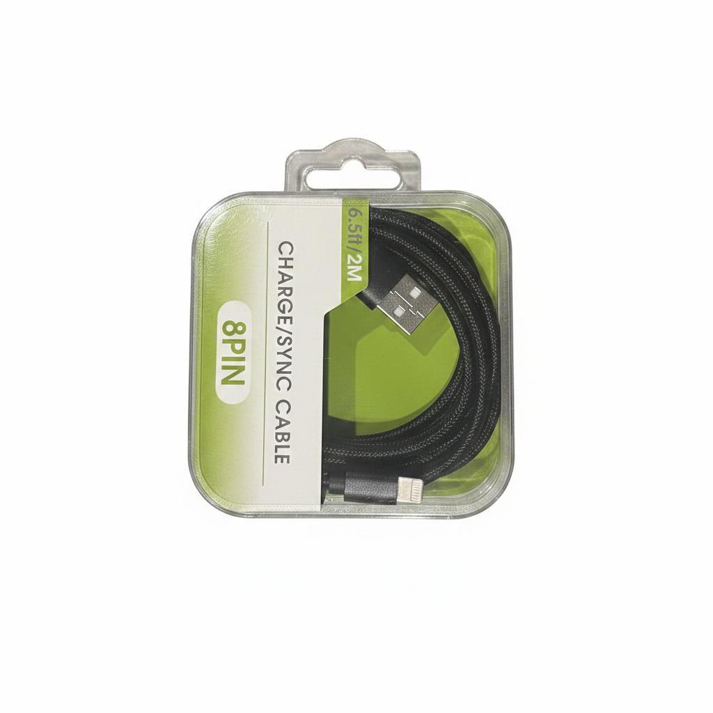 8 Pin Braided Cable 2M - Black