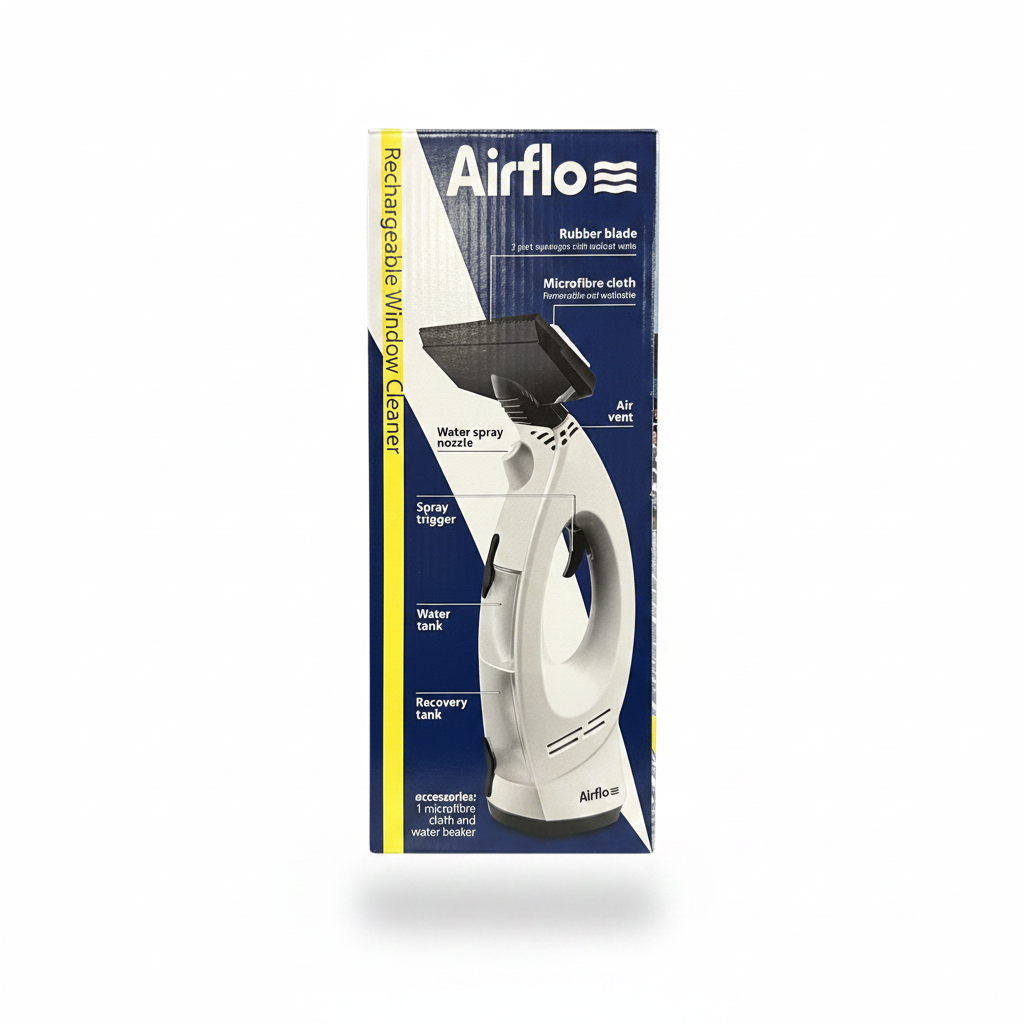 Airflo rechargeable window cleaner box on clean white background