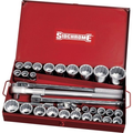 Sidchrome SCMT15106 32-Piece 3/4 Drive Metric & AF Socket Set in red storage tin