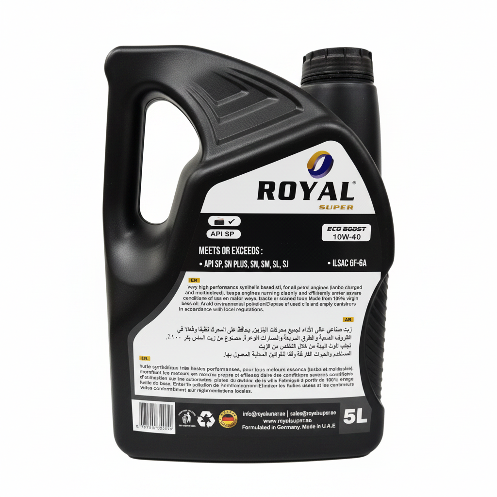 Royal Super Eco Boost 10W-40 Semi Synthetic Motor Oil 5L - Back Label