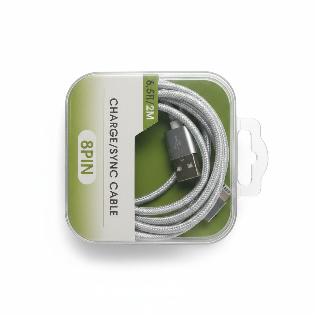 8 Pin Braided Cable 2M - Silver