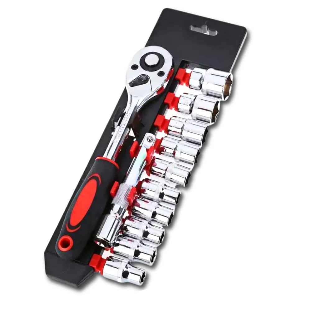 12 Piece 1/2 Driver Socket Set with Ratchet Handle and Extension Bar