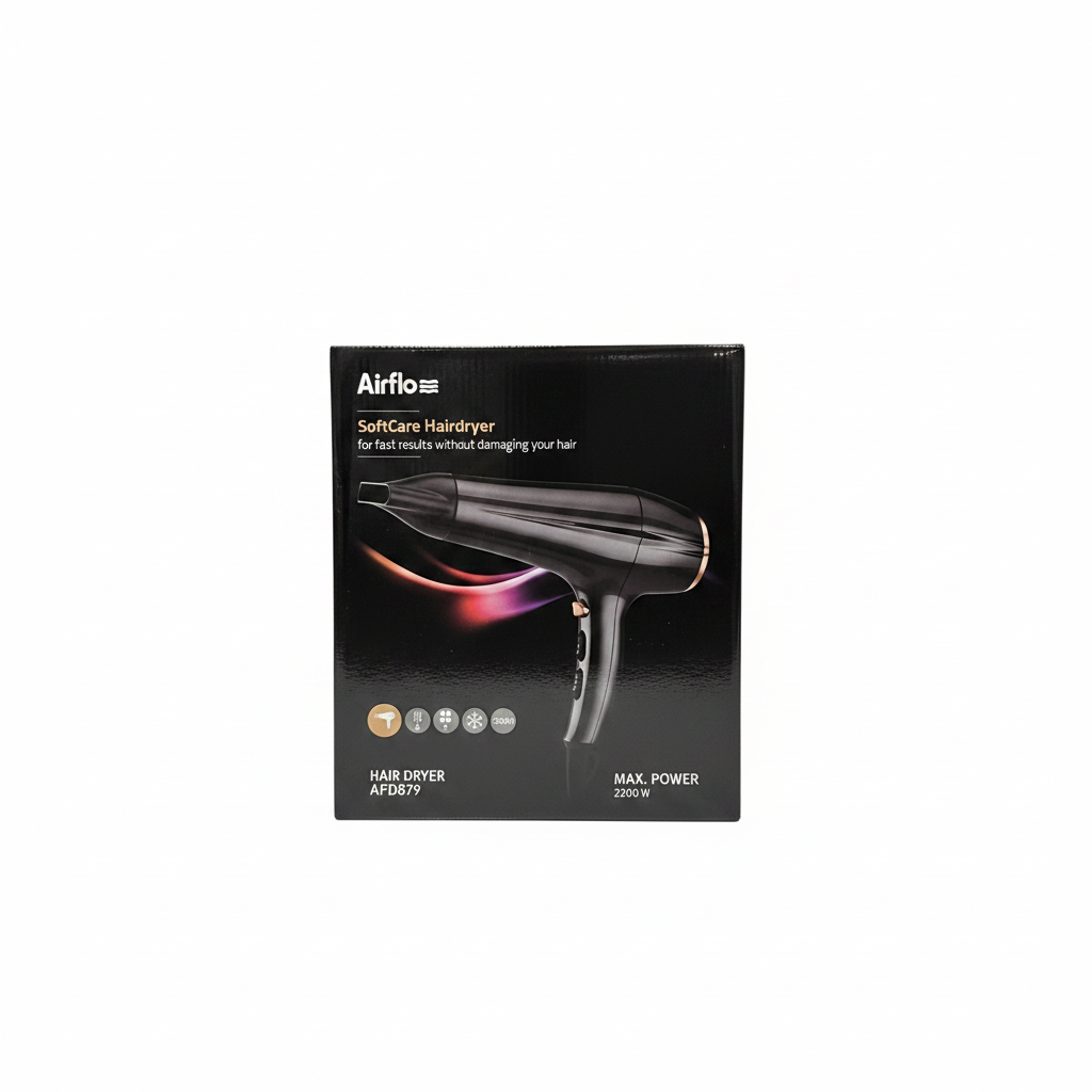 Airflo SoftCare Hairdryer AFD879 box on clean white background