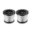 DeWalt DWV9340 HEPA filter twin pack - two white cylindrical filters with black end caps
