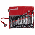 Sidchrome SCMT21211 11-Piece Metric Ring Spanner Set in red roll-up pouch