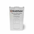 Brød & Taylor stainless steel spice and coffee grinder box on clean white background, no shadow